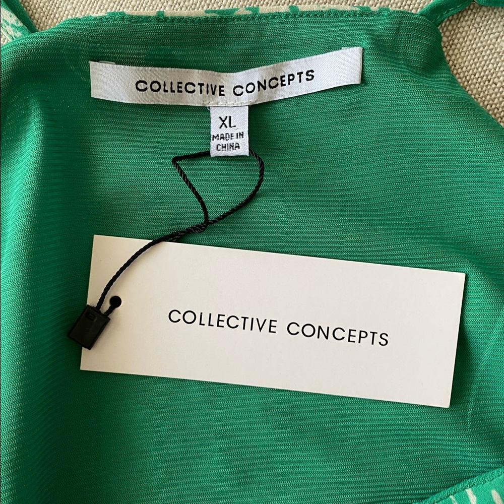 COLLECTIVE CONCEPTS Green White Dress XL NWT - Picture 6 of 7